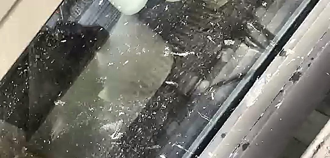 Fenster nach der Bauphase mit Farbspritzern und Baustaub